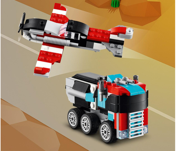 LEGO Creator 3 w 1 Ciężarówka z platformą i helikopterem 31146 - 1202658 - zdjęcie 10